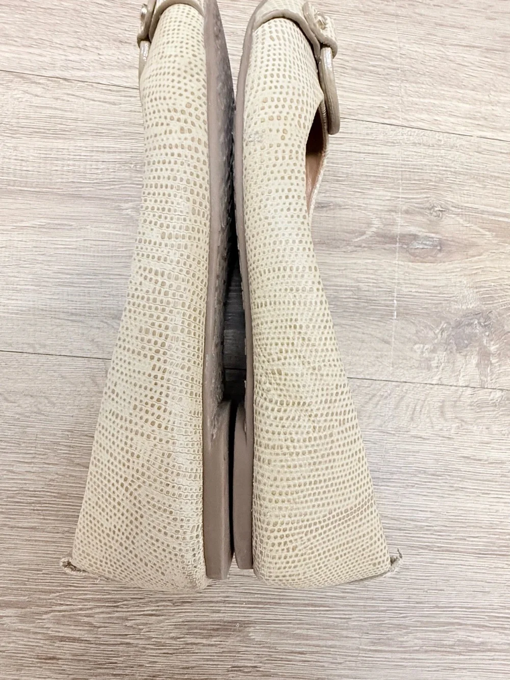 Tory Burch Neutral Beige Woven Logo Ballet Flats